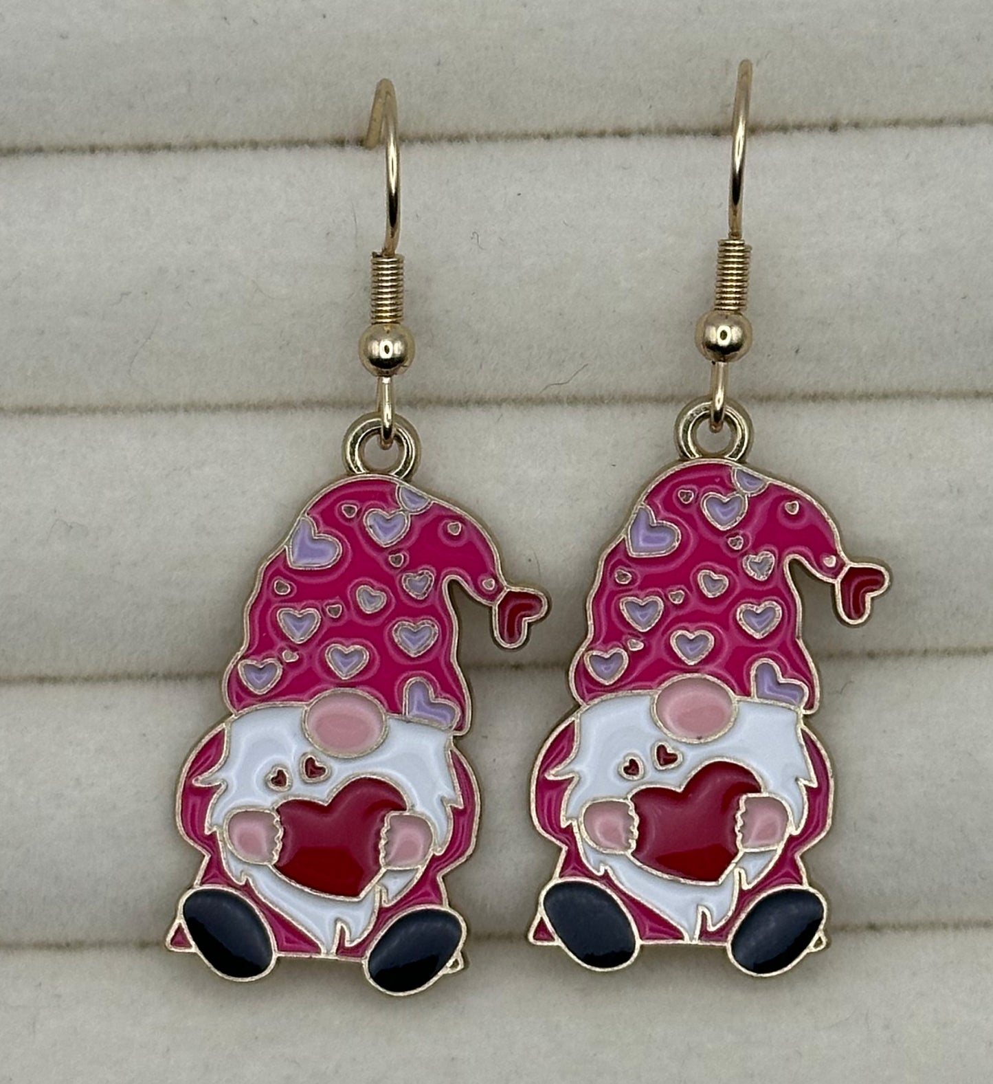 Valentine Gnome Enamel Earrings