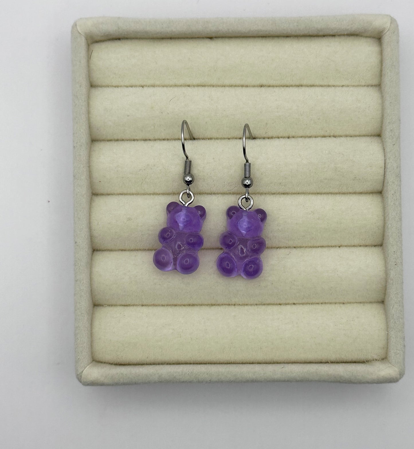 Purple Gummy Bear Drop Earrings