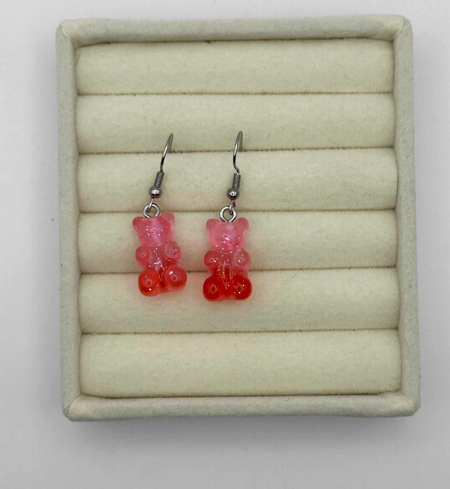 Pink to Red Gradient Gummy Bear Drop Earrings