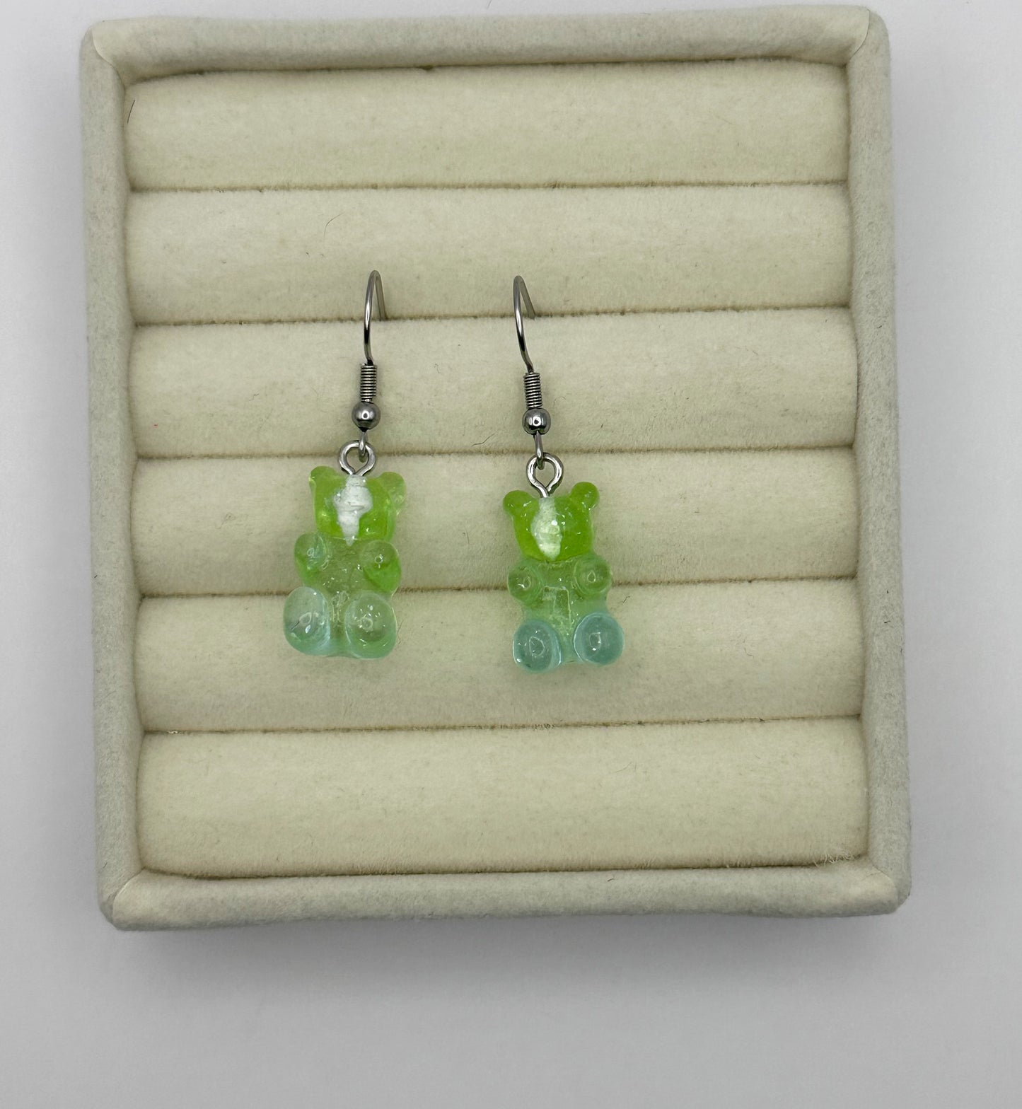 Green to Blue Gradient Gummy Bear Drop Earrings