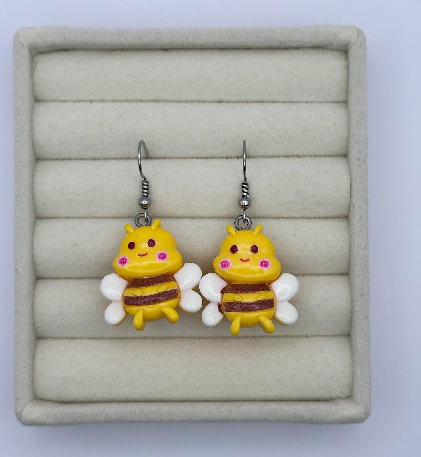 Whimsical Cheeky Bee Resin Drop Earrings