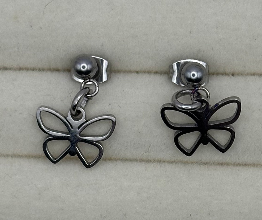 Mini Butterfly Drop Earrings - Style A