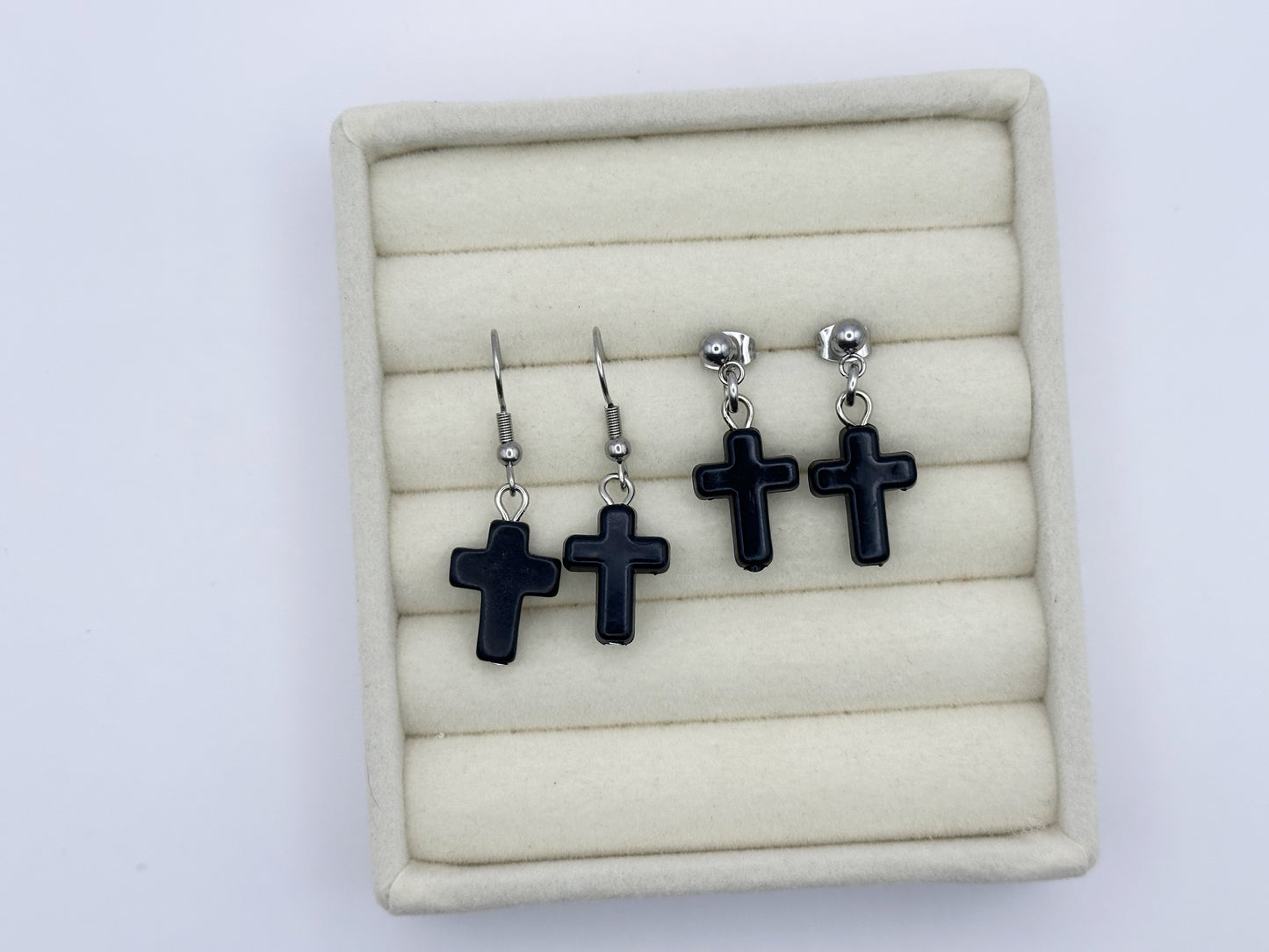 Black Acrylic Cross Earrings