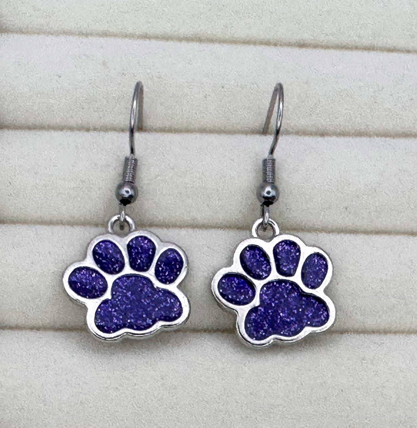 Purple Paw Print Earrings