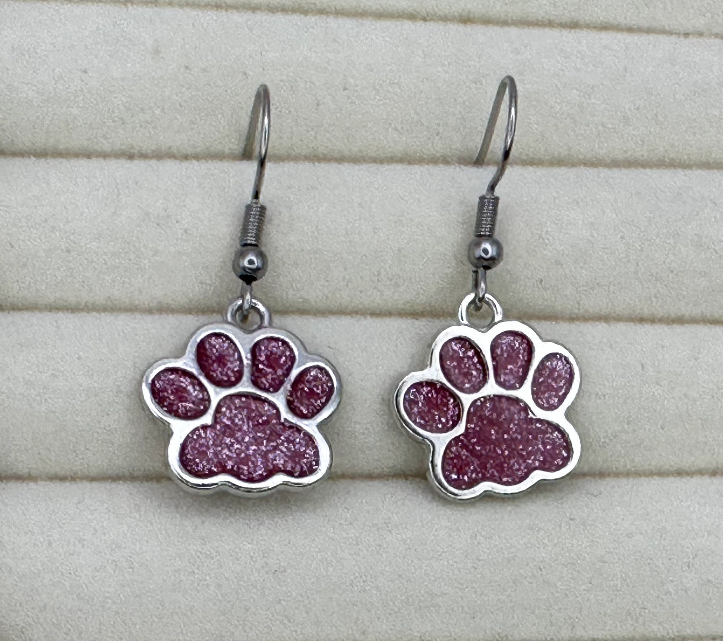 Hot Pink Paw Print Earrings