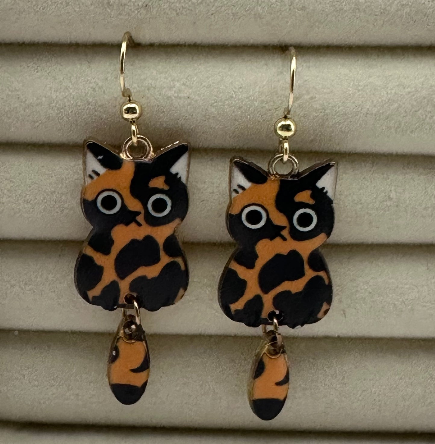 Brown & Black Kitty Dangle Earrings