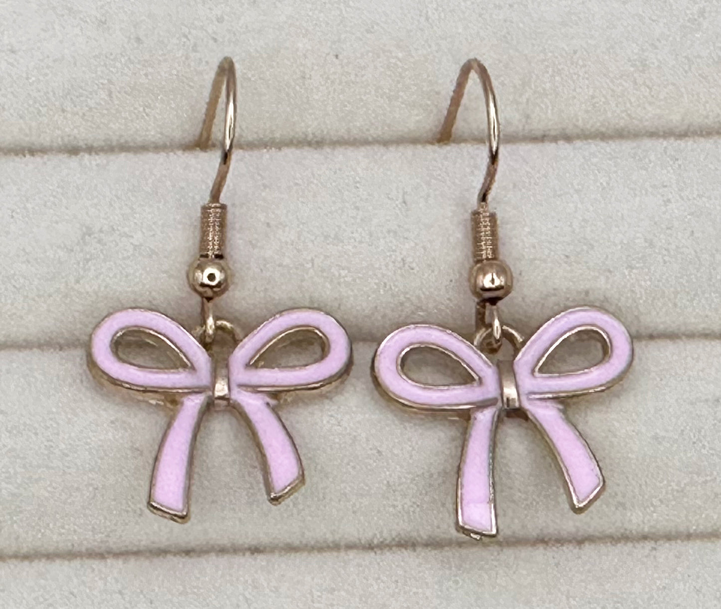 Open Loop Bow Enamel Drop Earrings in Gold