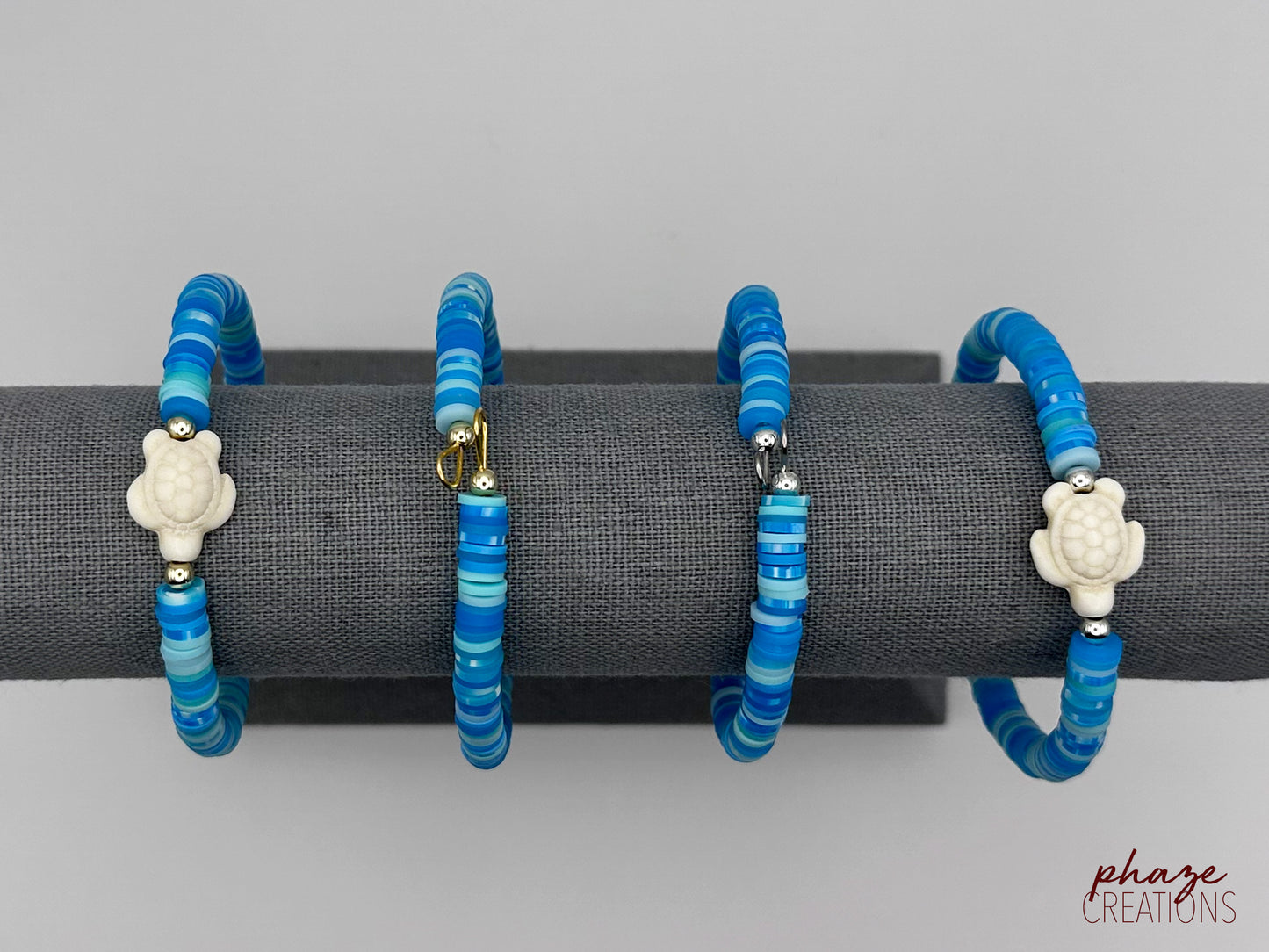 Sea Turtle Ocean Blue Memory Wire Bracelet