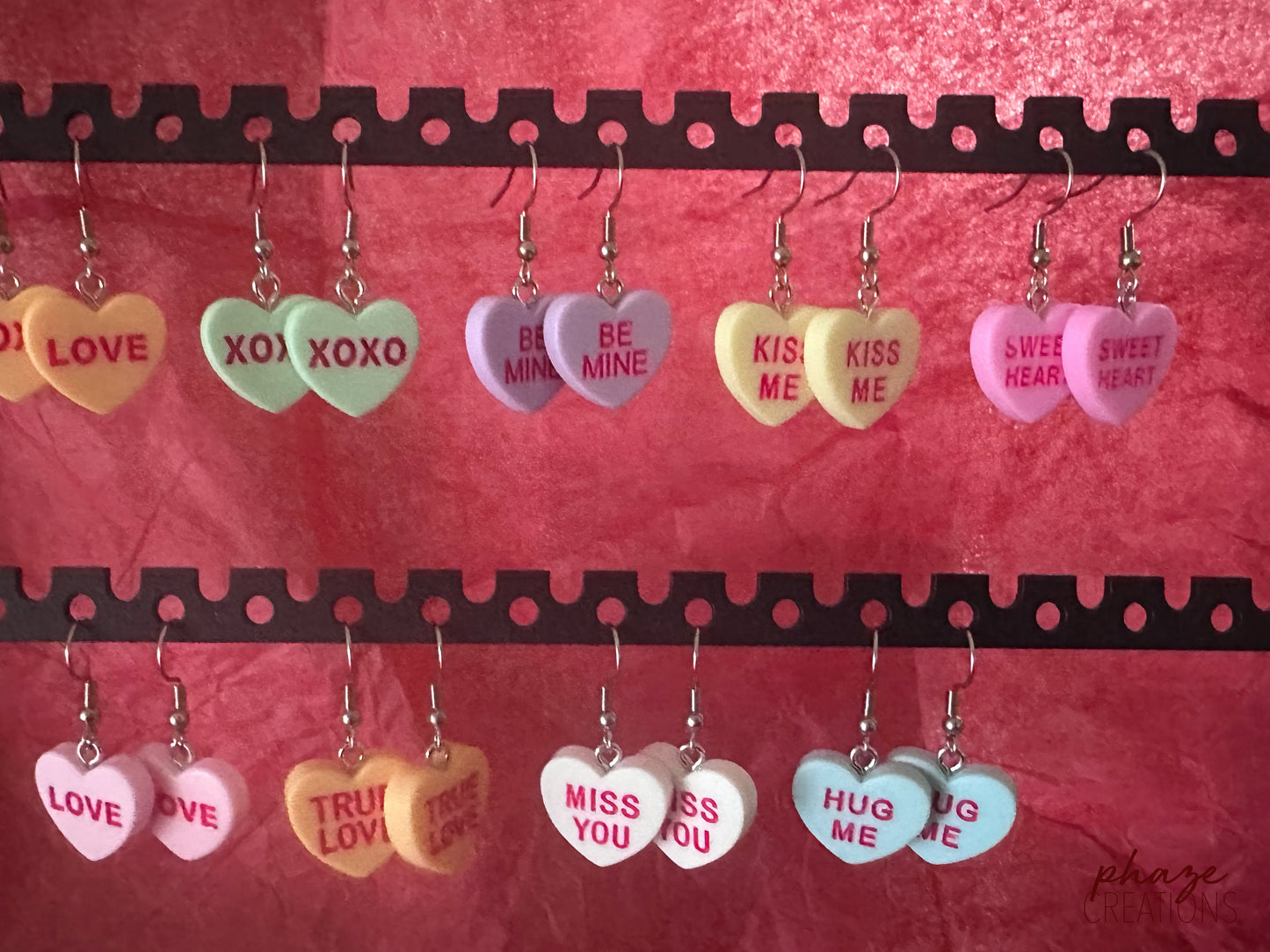 Candy Conversation Hearts Drop Earrings