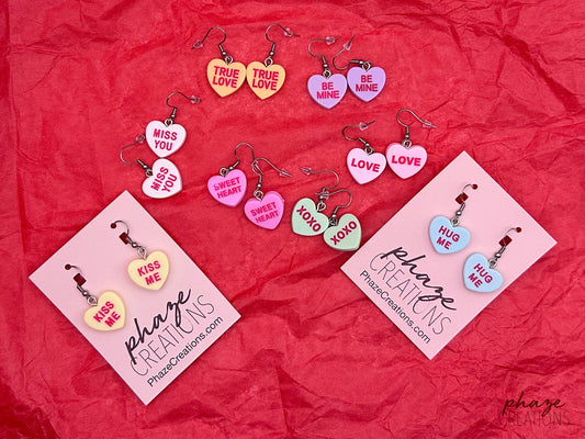 Candy Conversation Hearts Drop Earrings