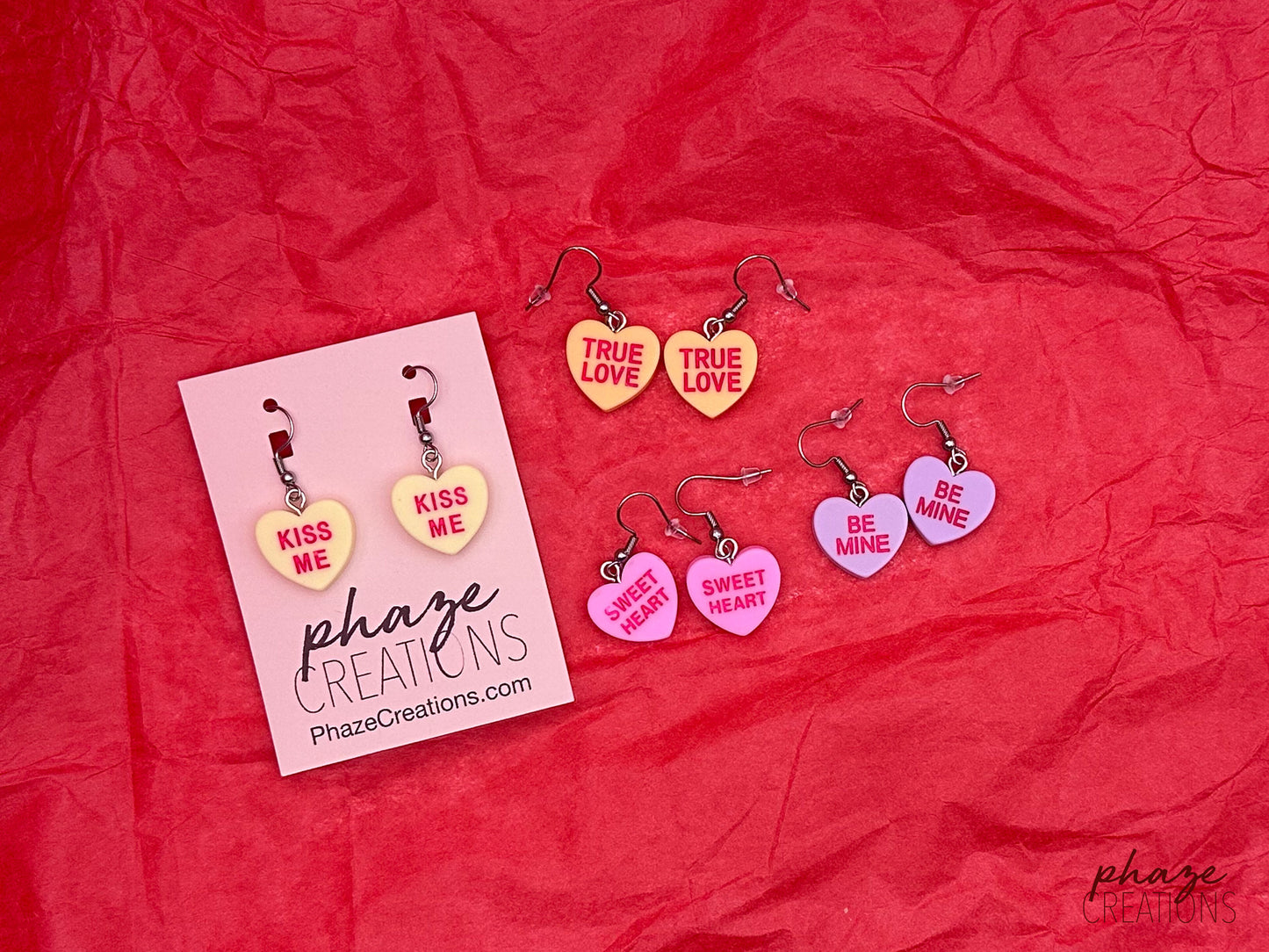 Candy Conversation Hearts Drop Earrings