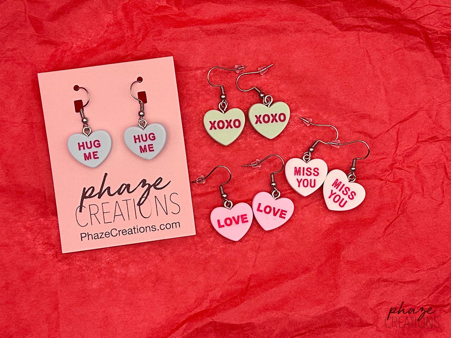 Candy Conversation Hearts Drop Earrings