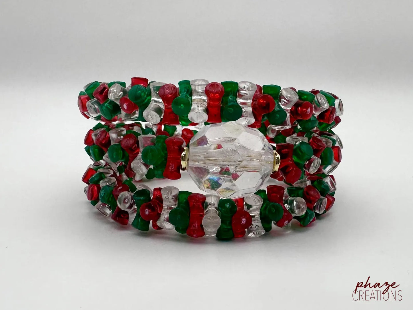 Vintage Style Christmas 3-Layer Memory Wire Coil-On Bracelet