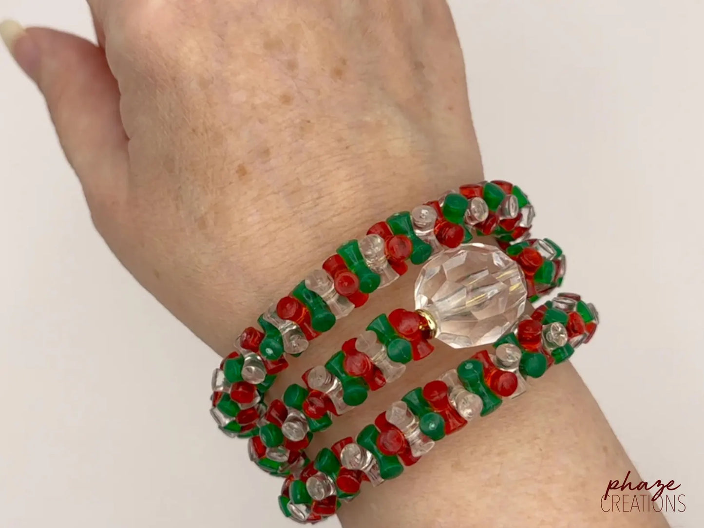 Vintage Style Christmas 3-Layer Memory Wire Coil-On Bracelet