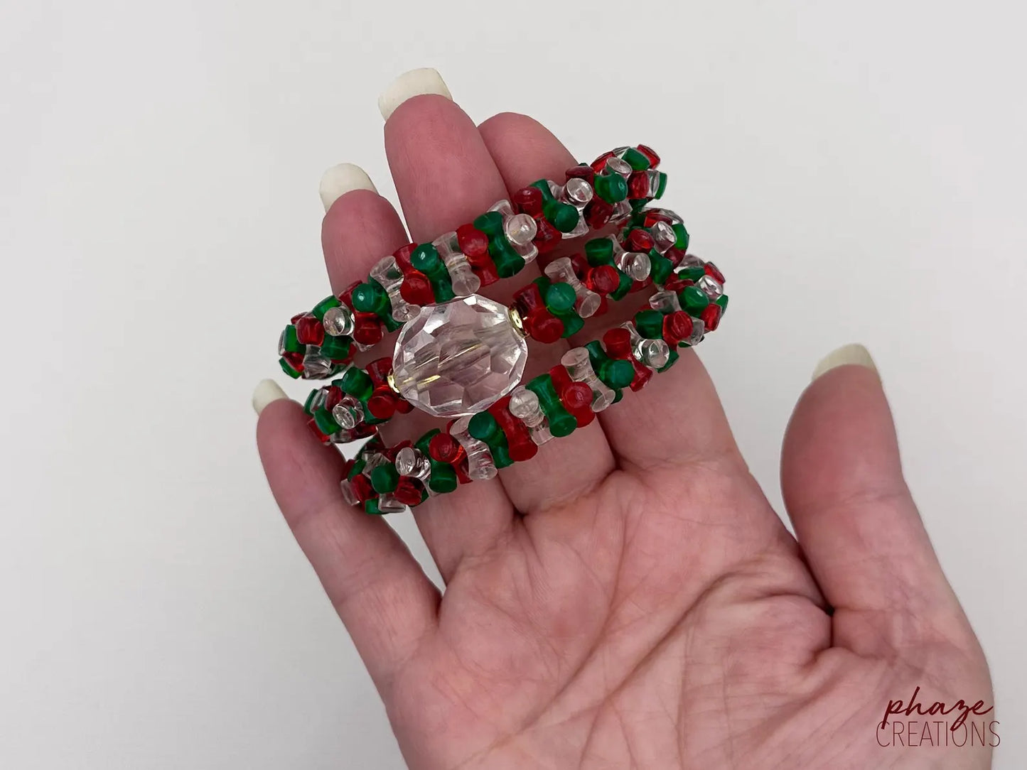 Vintage Style Christmas 3-Layer Memory Wire Coil-On Bracelet