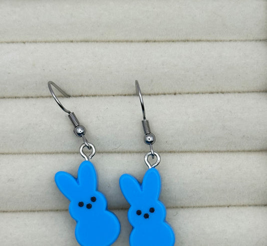 Blue Easter Bunny Earrings