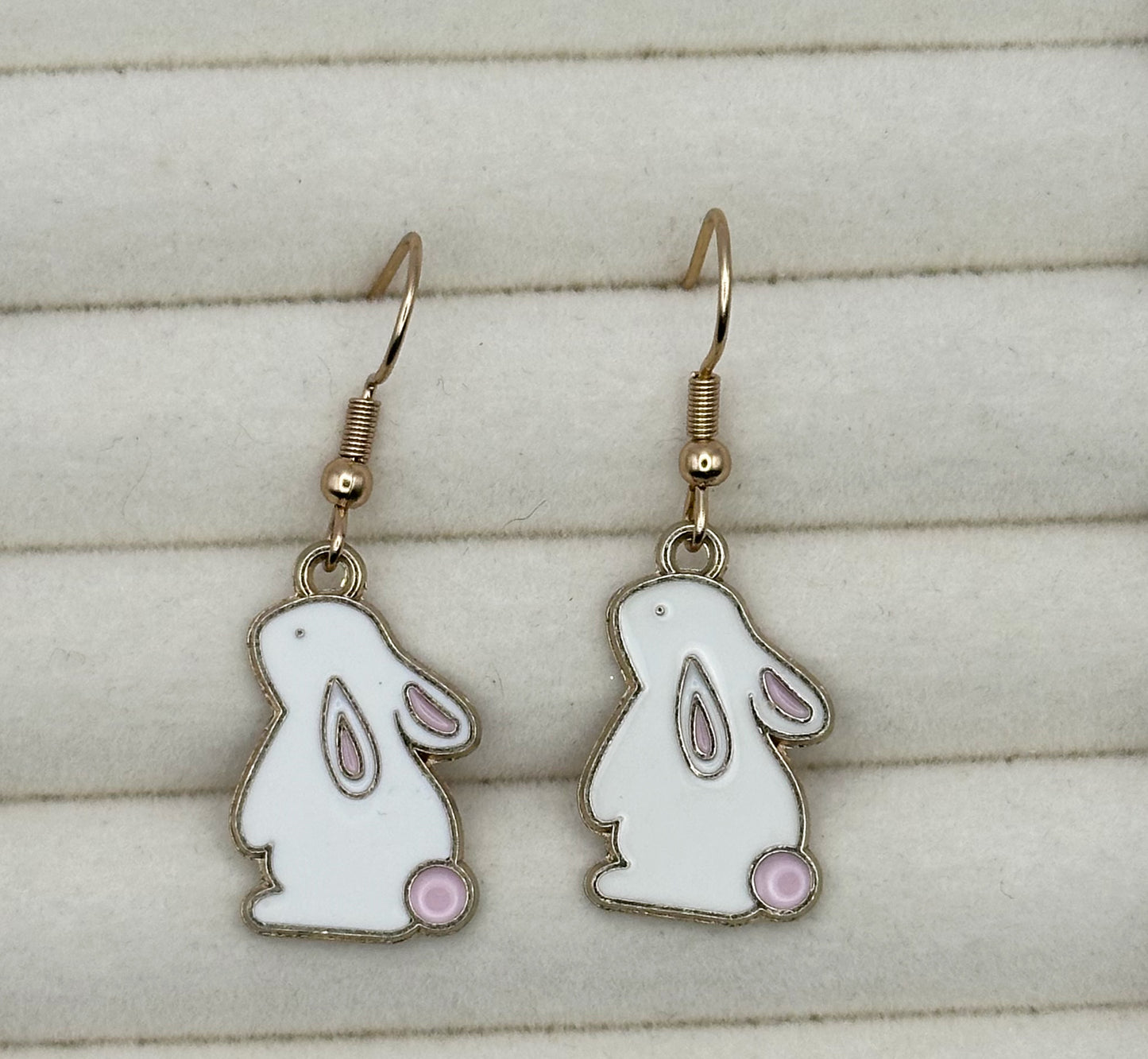 Enamel Bunny Earrings in Gold