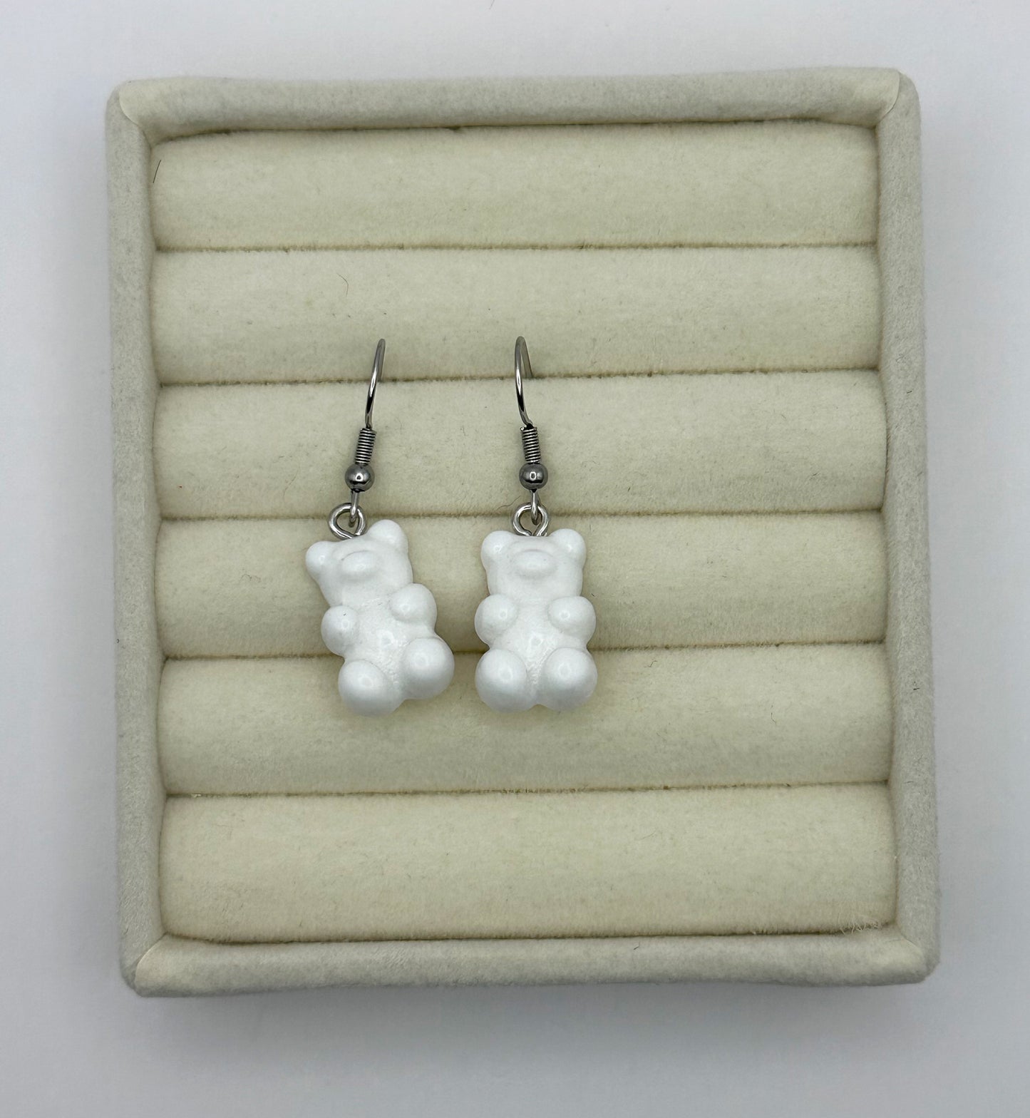 White Gummy Bear Drop Earrings