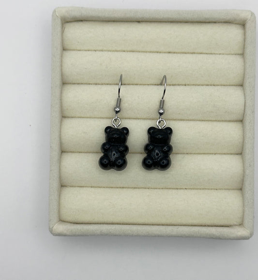 Black Gummy Bear Drop Earrings