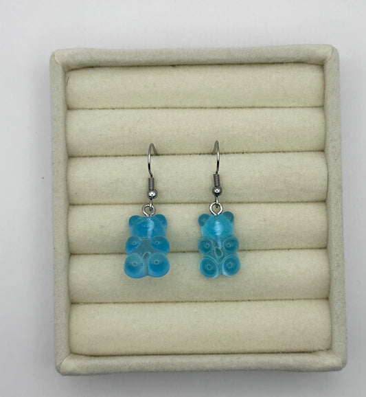 Blue Gummy Bear Drop Earrings