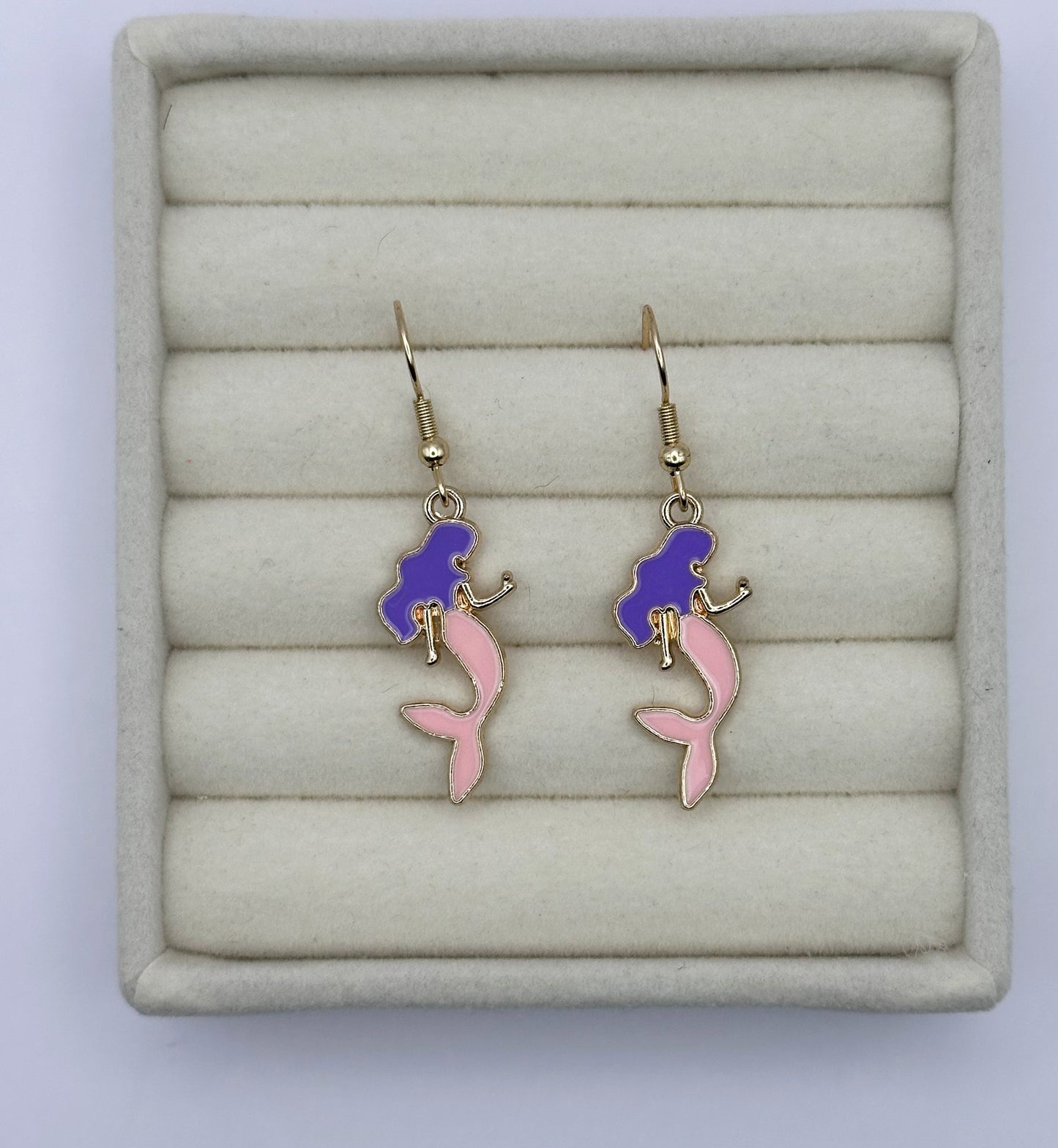 Purple Hair Mermaid Drop Earrings
