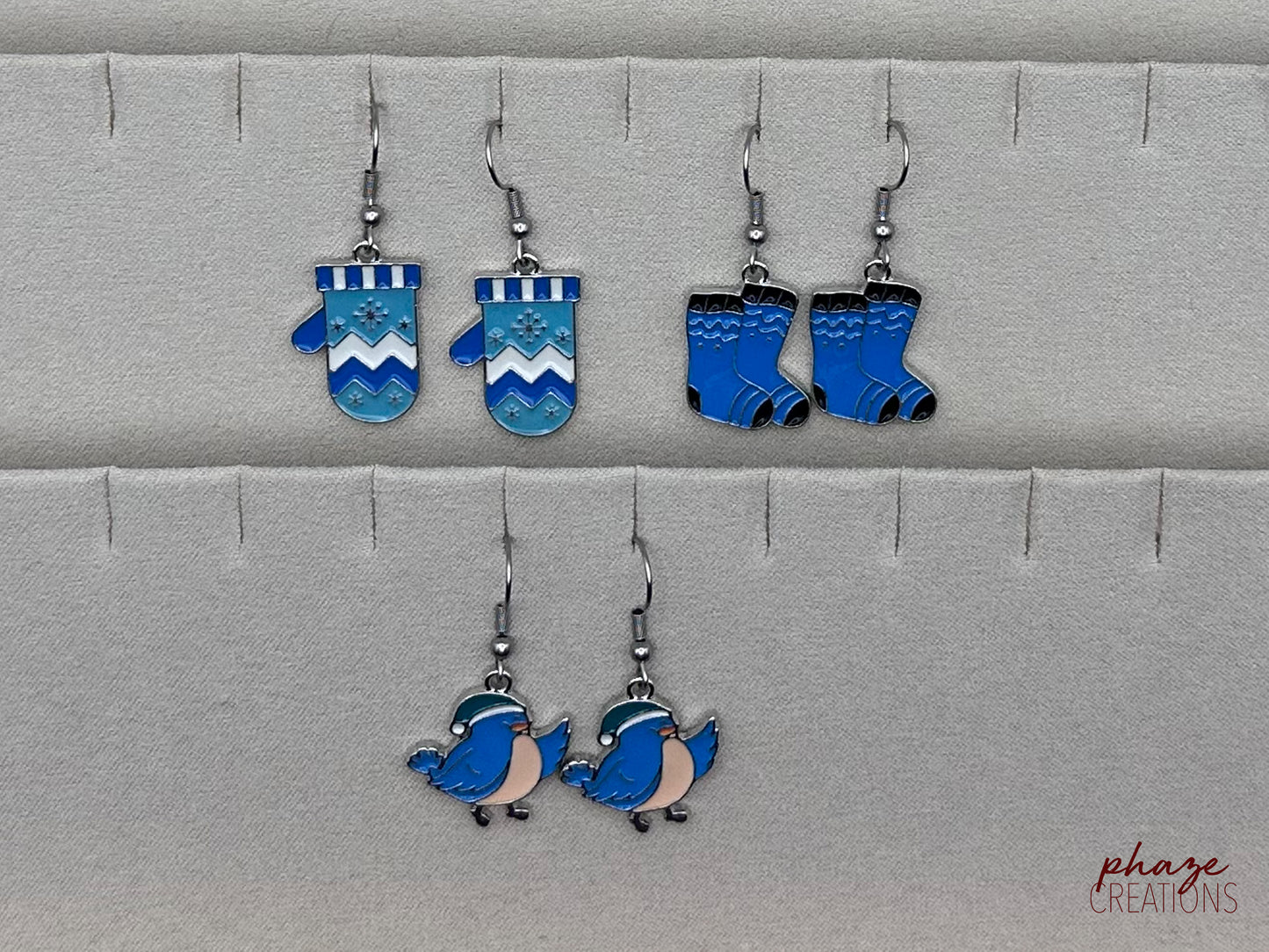 Winter Themed Enamel Earrings