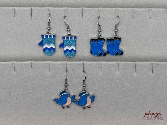 Winter Themed Enamel Earrings