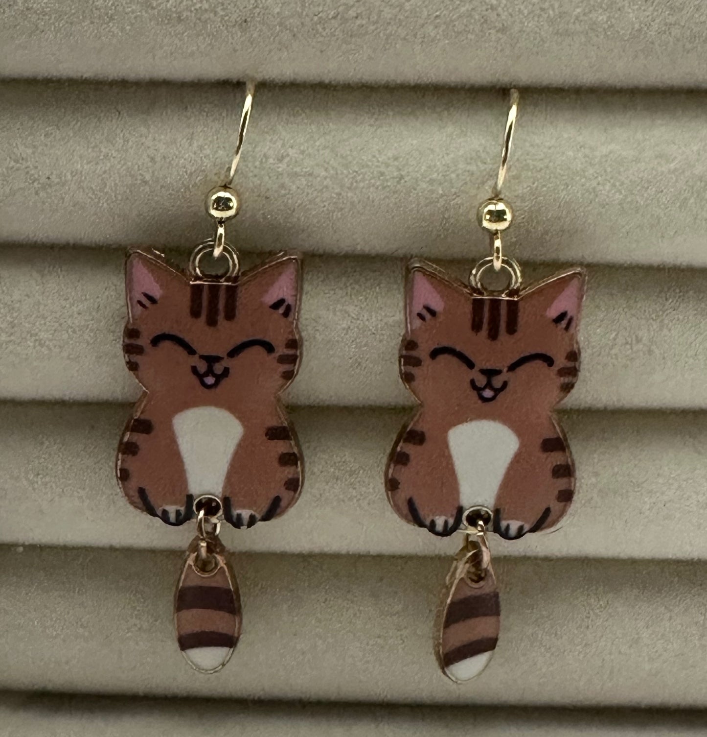 Brown Kitty Dangle Earrings