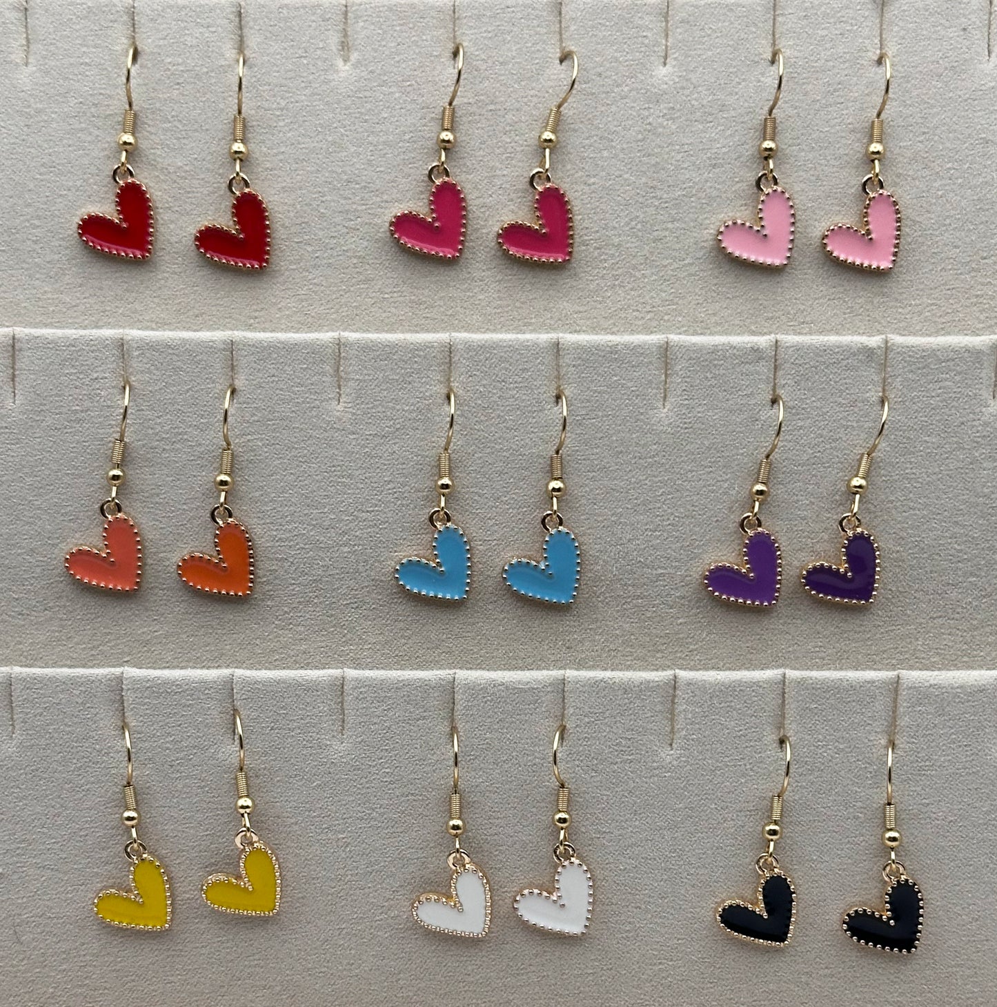 Mini Heart Enamel Drop Earrings