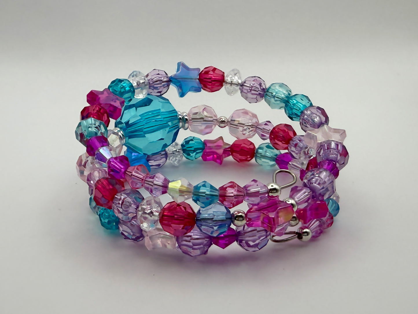 Blue & Pink Starry Night 3-Layer Memory Coil Bracelet
