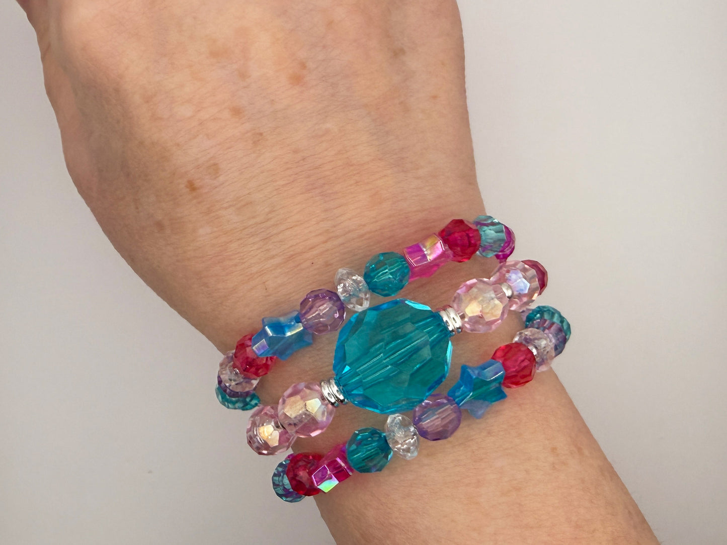 Blue & Pink Starry Night 3-Layer Memory Coil Bracelet
