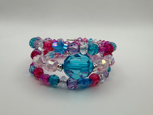 Blue & Pink Starry Night 3-Layer Memory Coil Bracelet