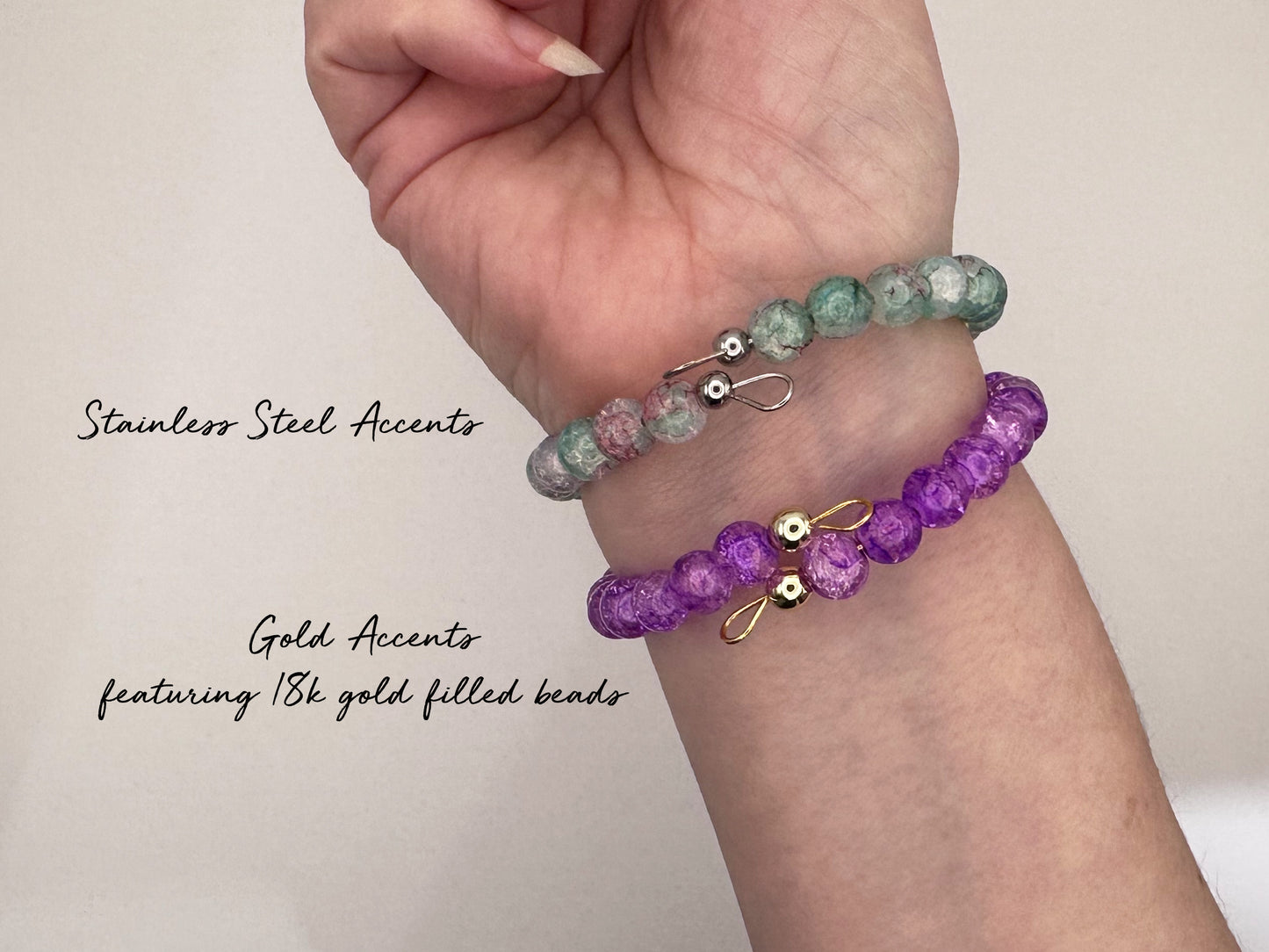 Shimmering Glass Memory Wire Bracelet