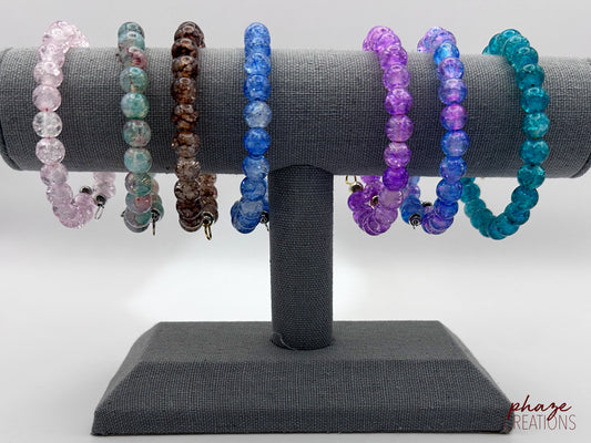 Shimmering Glass Memory Wire Bracelet