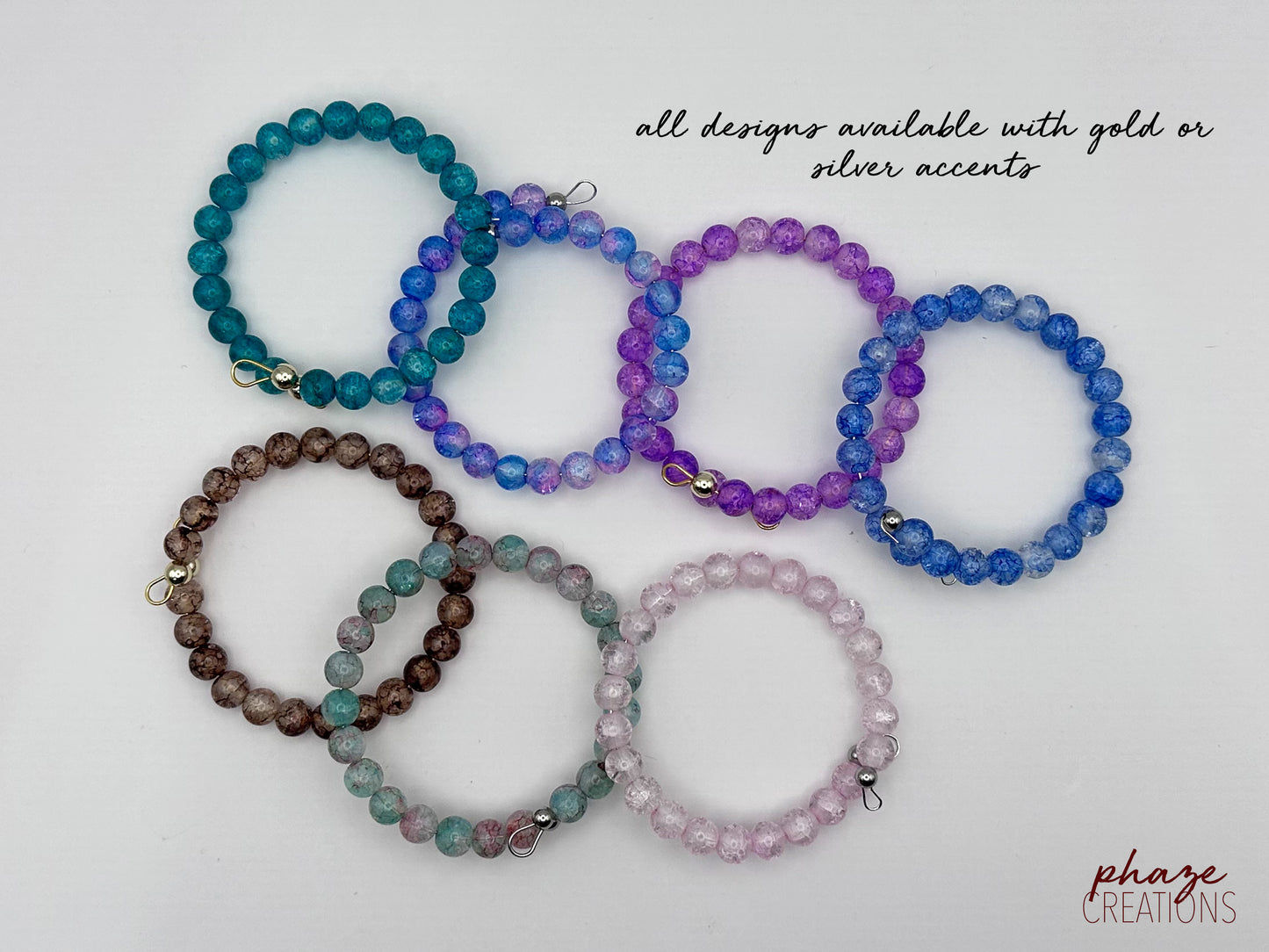 Shimmering Glass Memory Wire Bracelet