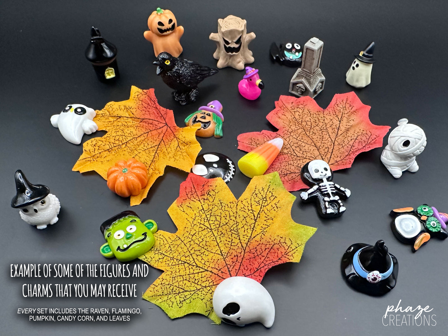 Halloween Themed Charms & Figures Set: Spooky Resin Miniatures