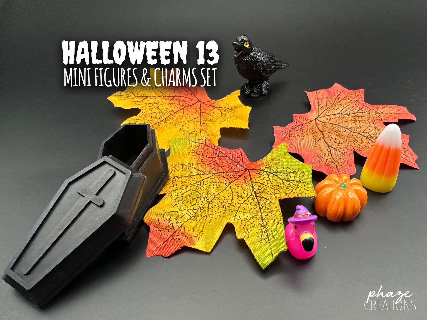 Halloween Themed Charms & Figures Set: Spooky Resin Miniatures