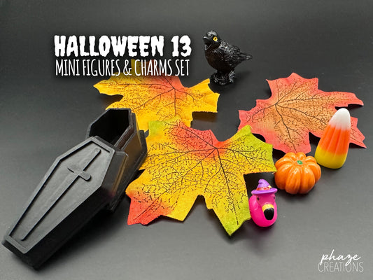 Halloween Themed Charms & Figures Set: Spooky Resin Miniatures