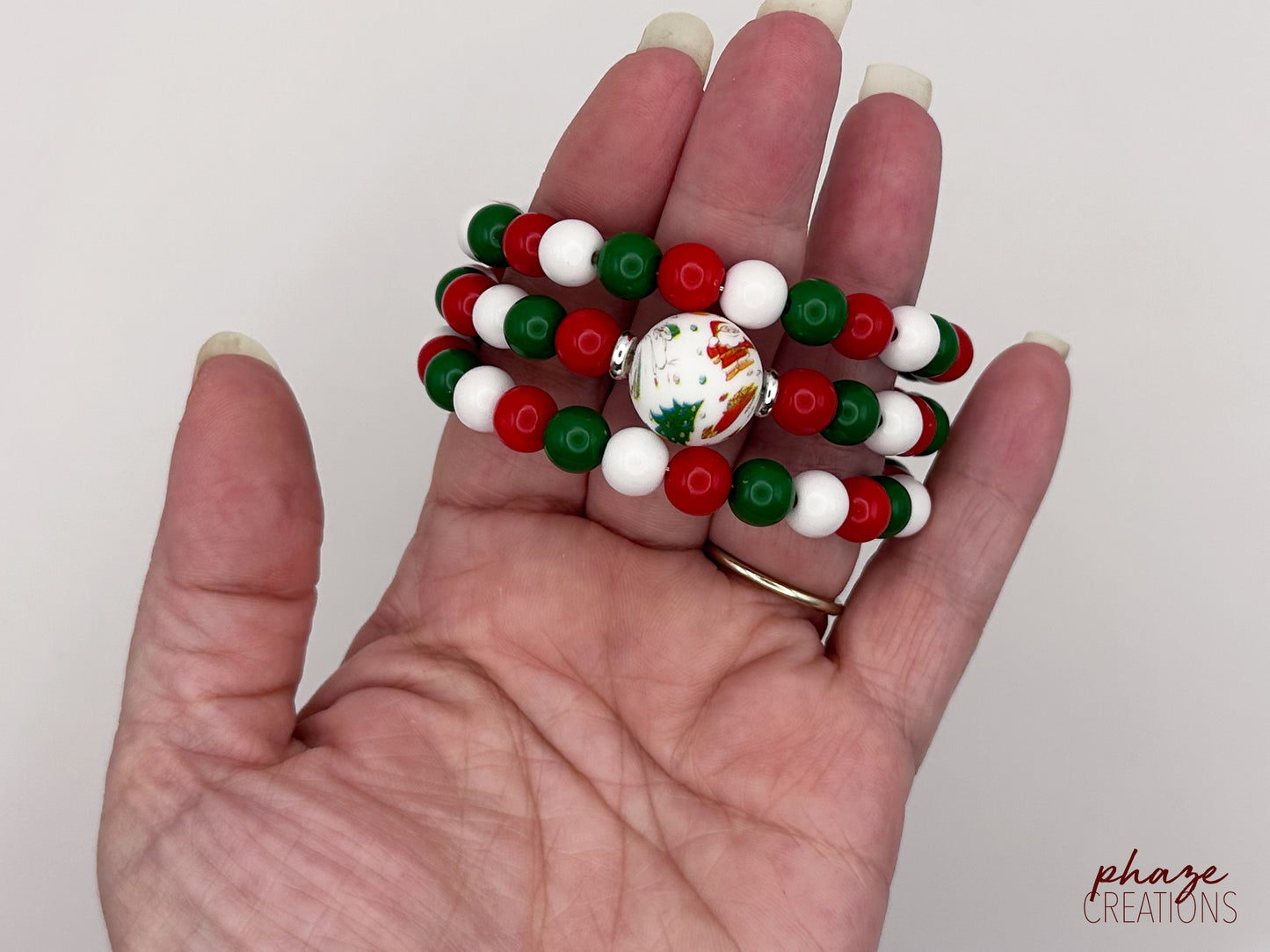 Christmas 3-Layer Memory Wire Coil-On Bracelet