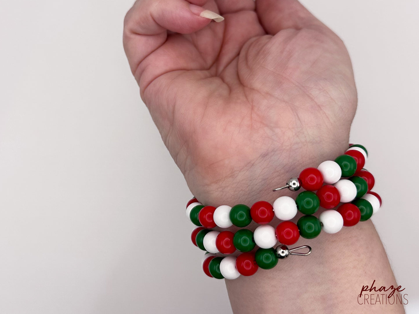 Christmas 3-Layer Memory Wire Coil-On Bracelet