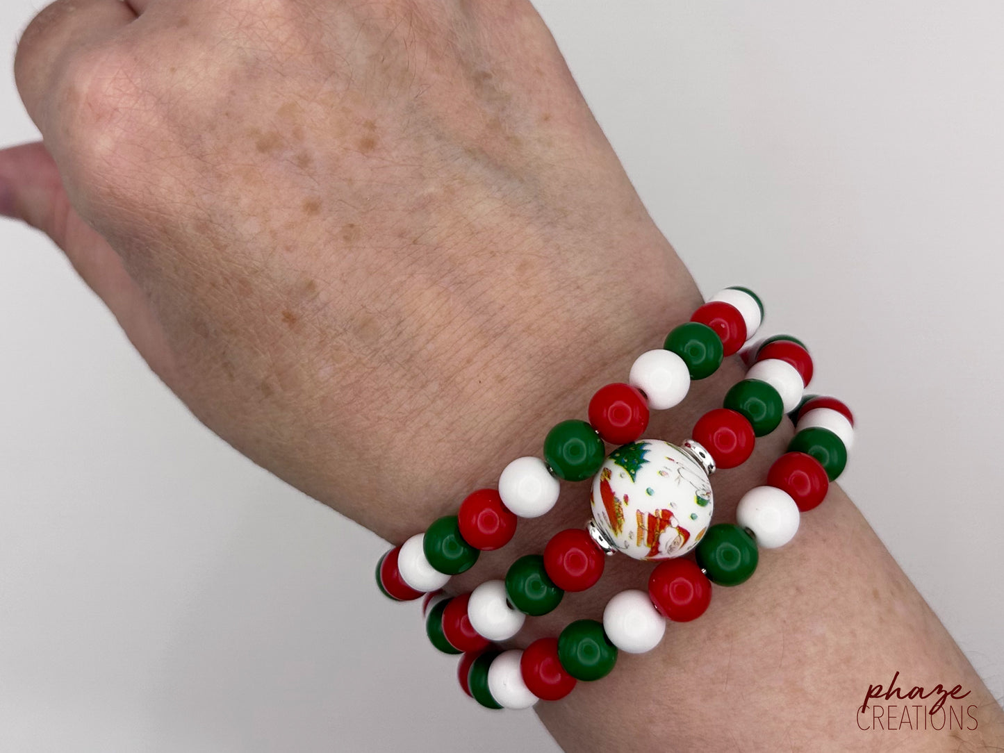 Christmas 3-Layer Memory Wire Coil-On Bracelet