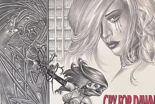 Cry for Dawn Black, White & Red print, art by Joseph Michael Linsner, 1993