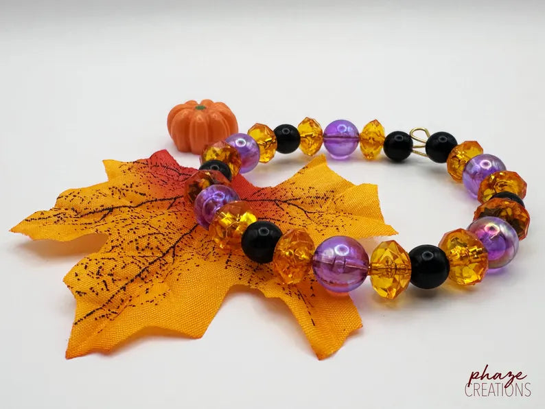 Fall Themed Acrylic Memory Wire Coil-On Bracelet