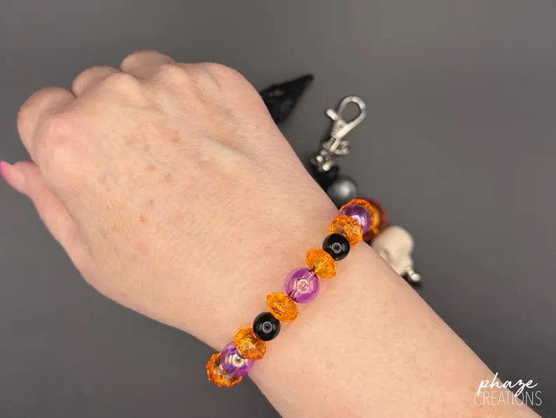 Fall Themed Acrylic Memory Wire Coil-On Bracelet