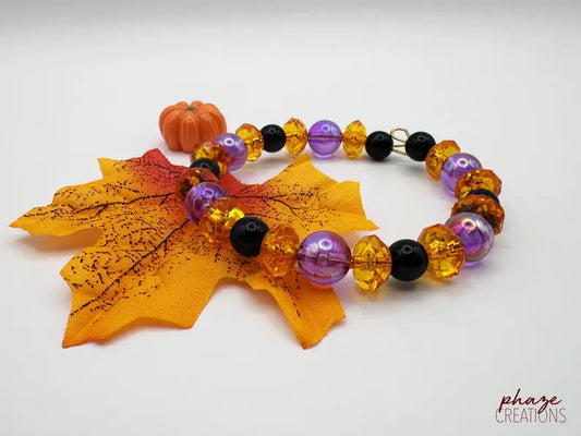 Fall Themed Acrylic Memory Wire Coil-On Bracelet
