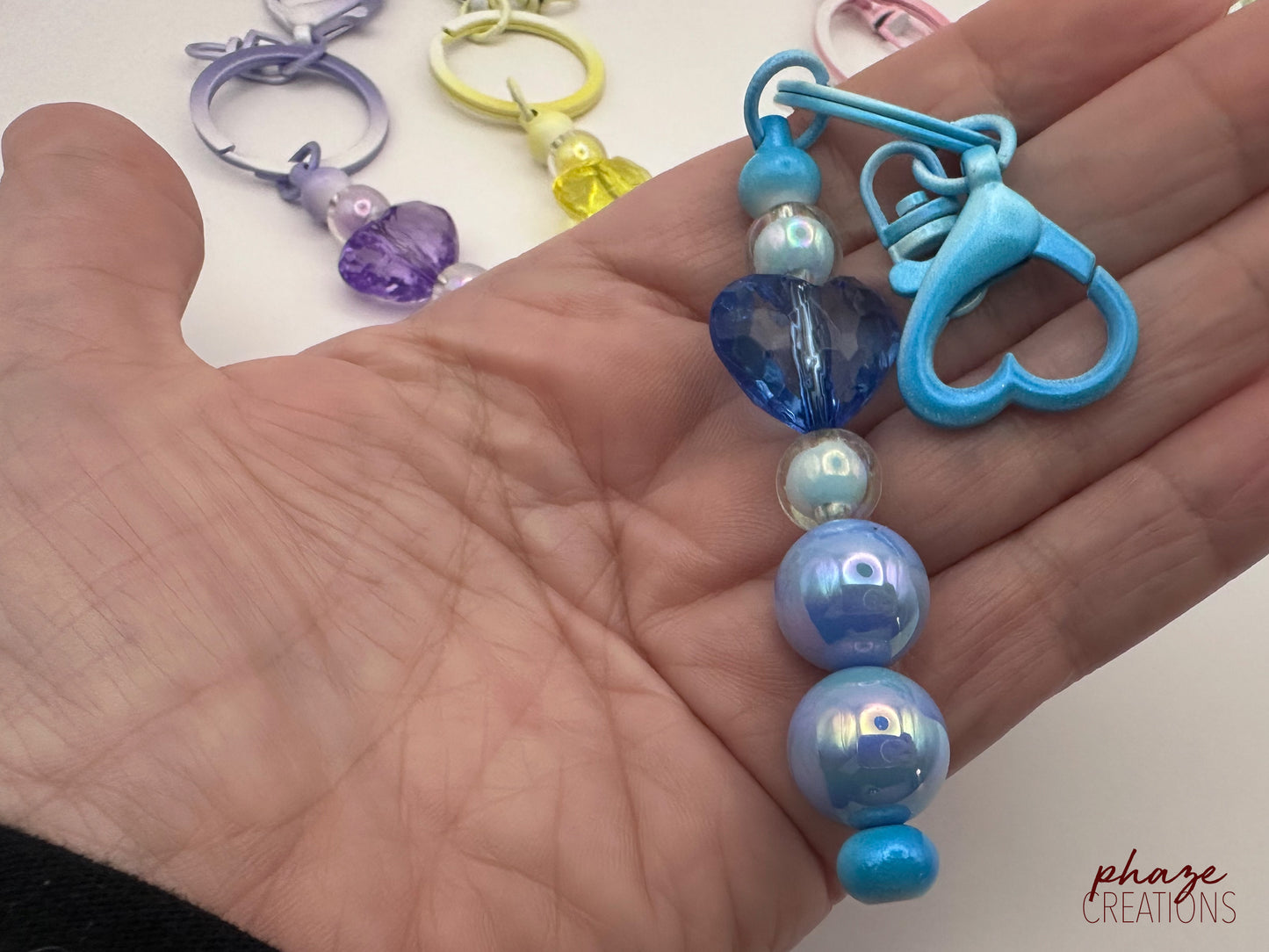 Pastel Swirl Heart Keychain & Backpack Bling