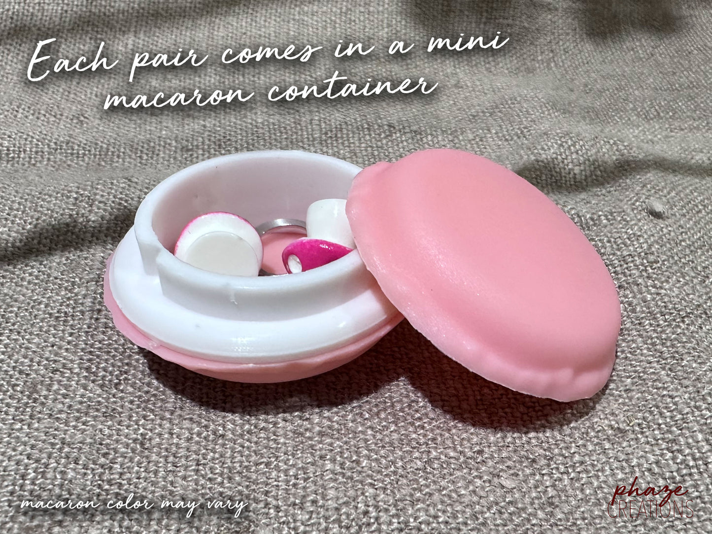 Colorful Mushroom Dangle Earrings with Mini Macaron Storage