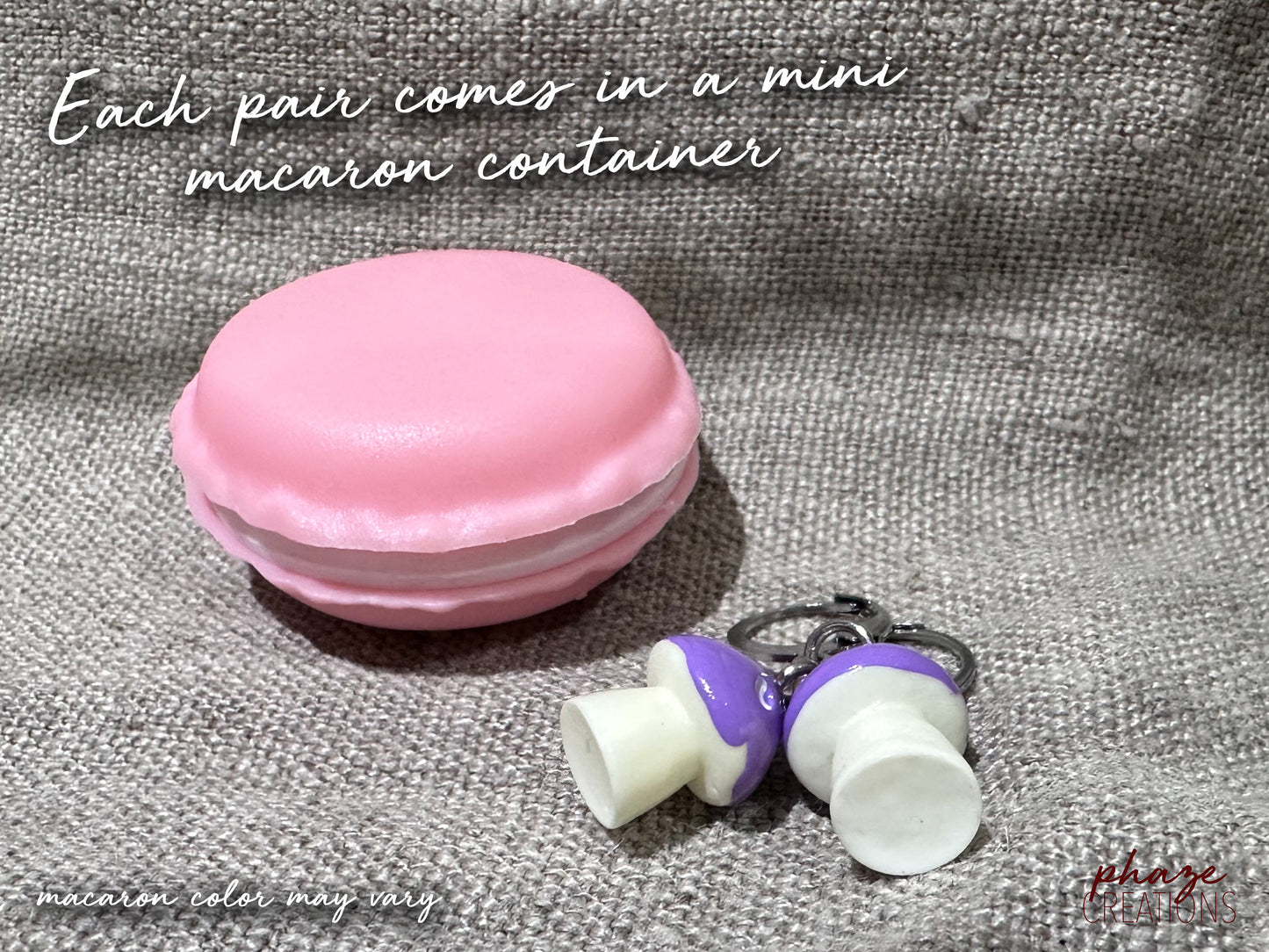 Colorful Mushroom Dangle Earrings with Mini Macaron Storage