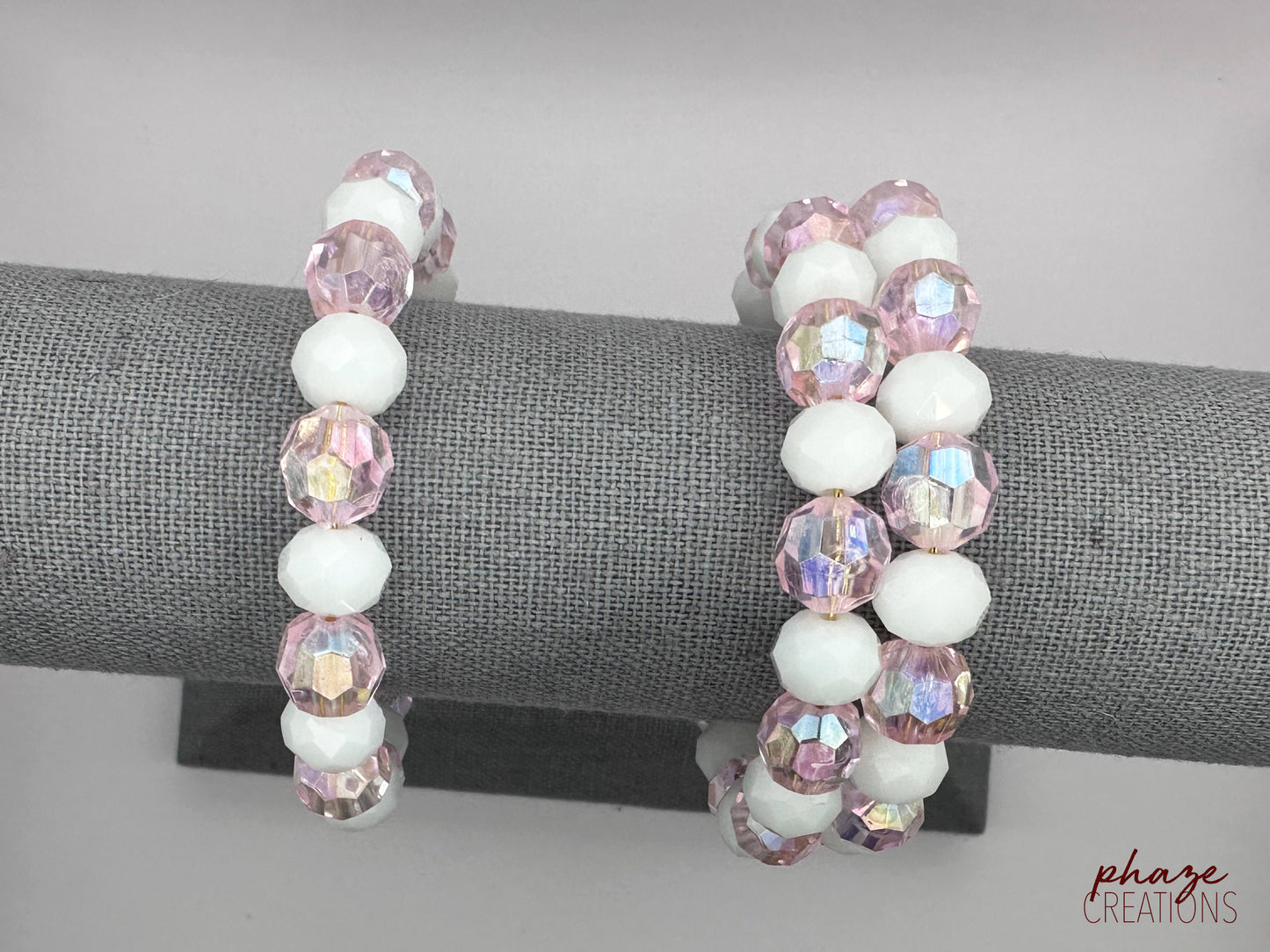 Pink Champagne Memory Wire Coil-On Bracelet