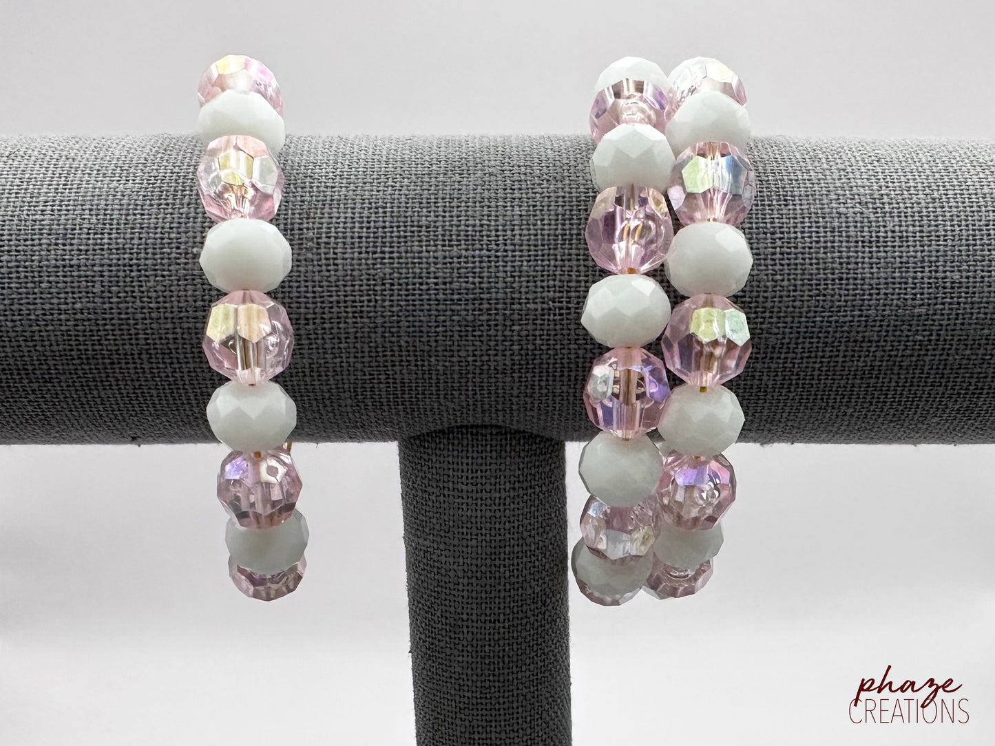 Pink Champagne Memory Wire Coil-On Bracelet